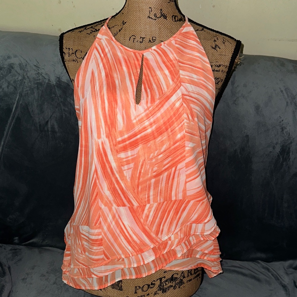 Banana Republic Orange Patterned Halter Top